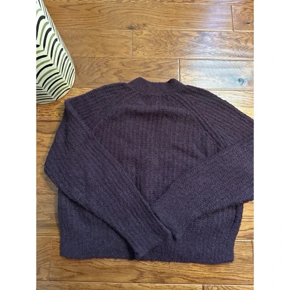 A.L.C. Burgundy Cleveland V-Neck Ribbed-Knit Cardigan Size M Retail$325 - Picture 10 of 16